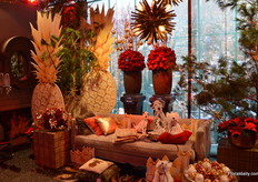 'The Loft', see the use of red roses and poinsettias.