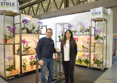 Corstiaan Stolk with his interpreter Giada Di Gioia of Stolk Orchids was also promoting its products at the Holland pavillion.