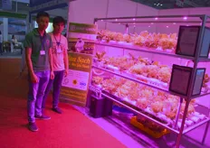 Of course the LED lighting attracted people as well - being the only one in the show with the familiar pink lights - and taught visitors about the possibilities of cultivation on water. Nguyen Van Tu & Vu Van Huy show the opportunities.