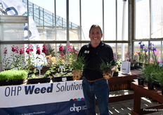 Dennis Kern of OHP introducing a new herbicide, positioned for the more sensitive plants like grasses and hydrangeas.