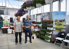Taufik Dawahri and Suheil Kamel Dawahry of Kamel presenting their pots and containers. On the right their Kamelia vertical garden container.