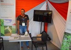 SGS, an originally Swiss company offering a wide range of services related to fertigation and crop inspection. On the photo Ruth Sitienei, at the show representing the African subsidiary.