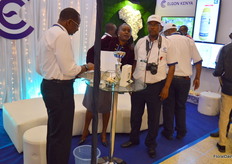 Elgon Kenya, the biggest agro-imput company in East- and Central Africa, Nelson Maina (on the right) claims. On his right we meet Jane Francis and John Muchibi.