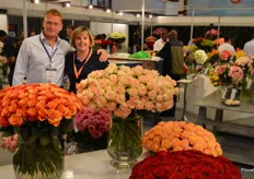 Erik Spek of Jan Spek Roses, together with Noelia Mansilla of Dummen Orange. These breeders often work together, and 'every year the cooperation is getting better'.