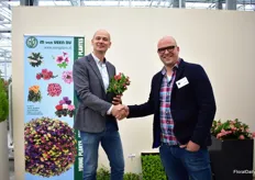 Albert van Veen of M. van Veen with Jasper van de Belt of BeltBotanico, who is visiting the event. M. van Veen is a licensed grower of MNP Flowers.