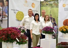 The team of Belgian breeder of ball-shaped chrysanthemums Gediflora. F.l.t.r. Bennard Chodyla, Elien Pieters, Rene Den Hoed and Isaura Voet.
