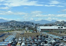 The view out of the Metropolitan Convention Center of Quito. Do you see the Cotopaxi volcano?