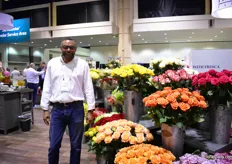 Marlon Pottinger of Queen. They grow roses, pompons, carnations, mini carnations, fillers, delphiniums at several farms in Colombia. They distribute these flowers and bouquets all over the US and Canada. 