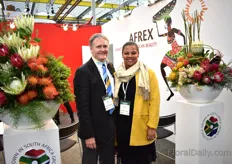 Dave Kaplan and Sarah Lee of Afrex. According to Kaplan, the demand for Cape Flora flowers is on the rise. 
