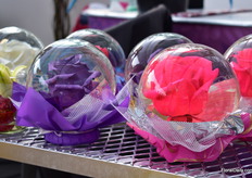 Roses in a bowl filled with water. Another version of preserved roses.