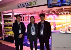 Jacky Cheng, Lynn Tsi and Kido Wu of Sananbio, a Chinese LED and hydroponic modules supplier who is exhibiting at the IPM Essen for the first time.