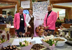 Peter Cox and Frank Counders of  Pheno Geno together with Eveline Wild, a famous television chef in Austria. At the exhibition, they presented and baptized several edible roses.