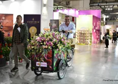 Jan de Boer of Barendsen making a round on his beautifully decorated (double lily) bike.