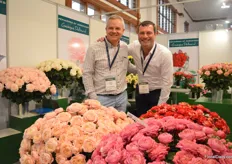 Arnaud Delbard and Arnoud Bolten of George Delbard, a French rose breeding company. A highlight at their booth is Julieta (on the left) and its mutant Julieta Cerise (on the rigth). In total, this variety has 3 mutants of which Cerise is currently commercial.