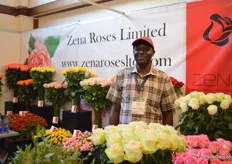 William Murgor of Zena Roses. Their main crop is roses and spray roses, but they also started to grow gypsophillas and baby blues. This enables them to  make bouquets at the farm.