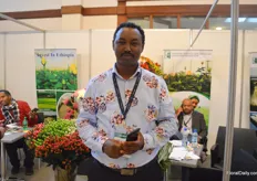 Tewodros Zewdie of Ethiopian Horticulture Producers Exporters Association EHPEA. As usual, they brought some Ethiopian farms to display some of their products in their booth.