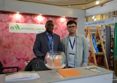 Joshua Ochiel and Will Li of joint venture Monband-Livtty. These two fertilizer suppliers (Livatty is a Kenyan company, adn Monband a Chinese) joined forces about two years ago and established this joined venture.