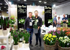 Guido Veeken and Luke Broersen of Zabo Plant holding Miracle, a real Easter Lily plant. As the  bulbs of these Easter Lily will be ready earlier than usual, it enables growers to finish the Easter Lily in time of Easter. Zabo Plant sees the demand increasing, not only out of the US, but also out of other countries. The bulbs come from the Netherlands.