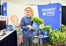 Kevin Cramer of Van Belle Nurseries holding one of the  three exclusive varieties for 2020 in to the Bloomin’ Easy assortment,  available to wholesale growers as young plants starting next spring. The name of this variety is: Thunderbolt Box Honeysuckle, a variety that features dense chartreuse foliage that can be hedged or left naturally cascading in its compact form. The other two are Afterglow Weigela and Pinky Promise Snowberry.