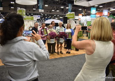 Retailer Choice Awards being handed out to the winners. In this picture, Hort Couture receives the awards for their Coleus Red Snapper and Pink Tuna.