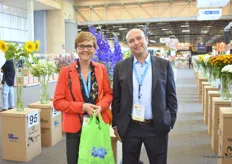 Loes Beelen and Abdel Moussa of IAA Fresh were also visiting the show. They stand in front of the  flowers that were put up for nomination.