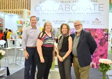 Part of the team of the US Association booth, fltr: Christopher Drummond of SAF, Christine Boldt of AFIF, Kate Pen of SAF and Michael LoBue of CalFlowers.
