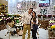 Alejandro Londono and Ana Zapata of Flores del Lago. They grow chrysanthemums, hydrangeas and coloured callas and their main market is the US and Canada.