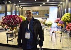 Salaiman Aloqaibi of United Flowers in front of The Elite Flowers, the farm of which he imports the most flowers from. Aloqaibi was visiting the show.