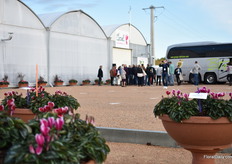 Guests entering the new greenhouse of Morel.