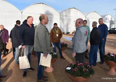 Johan Huisman of Morel showing the group the outdoor varieties. The plants have been planted half October and are being checked on a weekly basis.