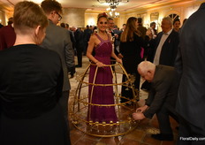 One could pick champagne out of this beautiful dress. 