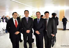 Max Coello - Commercial Attache of Ecuador in Brussels, Santiago Luzuriaga and Gonzalo Luzuriaga of BellaRosa, one of the nominees in the category cut flowers, and Kevin Li of Hasfarm Holdings, a nominee in the category young plants.