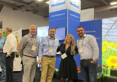 Tyler Rodrigue with Westland Greenhouse (right) is accompanied by Bill Whitakker with Oreon, Matt Bonavita with Svensson and Julie Vijverberg with G&V Construction 