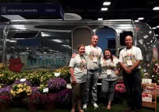 Delilah Onofrey, T Jay Higgins, Lorentina Mckoy and Tim Gilham in front of the Aistream trailer of Suntory Flowers. Delilah and Lorentina are from Suntory and T Jay and Tim are from Sun-Fire Nurseries,  our exhibition and business partner. "We missed our colleagues in Japan, but we had a great show. Seemed even better than 2019. People really loved the Airstream trailer and how it reflected our new varieties", Delilah says.