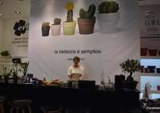 Silvia Erba at Erba's booth which showcased their wide range of pots.