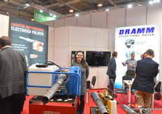 Evelyn Friederichs (PulsFog), distibutor of DRAMM, behind the fogging machine