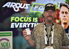 Justin Jacobs, showing the new wireless soul sensor, by ARGOS.  