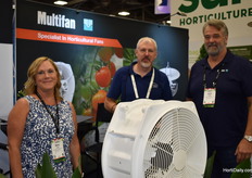 Vostermans Ventilation, are showcasing the 18” Fan which is now also available in the US. Sara Junk and John Juhler with Vostermans. In the middle, Gregg Short from Greenhouse design 