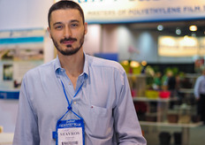 Stavros Exindaris in the booth of Sun Master films