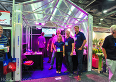 Lumigrow hosted a meeting for growers on Monday morning. From left to right; Theo van de Sande from HortiConsulting, Ashley Veach from Lumigrow, Rainbouw Greenhouses B.C. head grower Rob O'Hara and Mathieu van de Sande from LumiGrow