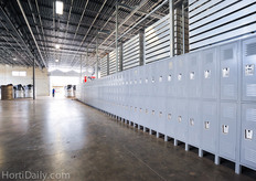 Locker rooms at the orchid facility. Green Circle growers is one of the largest employers in Lorain County with more than 600 employees in the regular season. In the spring, they have a labor peak, and 1000 employees are hired.