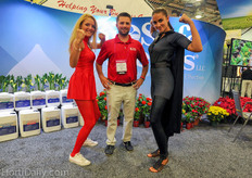 Superheros at the booth of BioSafe Systems.