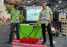 Paul and Ben Seton of Green Elf came all the way from Australia to demonstrate their granular fertilizer dosing machine.