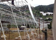 After skeleton completed first plastic will be installed on the extended roof.