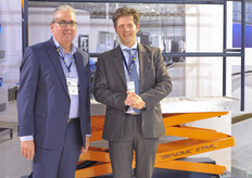 Bas Lagerwerf and Sjef Loomans of Berg Hortimotive at the booth of Royal Brinkman.