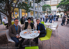The Spanish growers; tomato grower Angel Baranco of the Spanish National Research Council and José Enrique Colomina Pérez of Bonnysa and Rafael Alberola of Saltadero, the largest tomato growers in Spain.