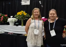 Geo and Twilley Seeds, sharing a booth. Geo is for flower seeds and Twilley for vegetable seeds. Nancy Walden and Barbara Sienkiewicz.