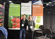 Matthew Rose and Danielle Rose of Ceragen. The company just launched a new product last week: FerraGrow. Using the product results in a 20% average yield increase in hydroponic lettuce.