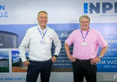 NPI Water Storage has been participating since the start of Hortex. Vietnam is an important market. On the photo are Arjen van Dijk, Director Water Storage Solutions, to the left, and Kick Jansen from Luiten Greenhouses BV.