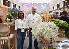 Mildred Anyango and Alejandro Umaña of Ball Kenya. They are supplying Kenyan growers for over 11 years, but registered Ball Kenya 3 years ago. They are standing next to Polar Bear, a gypsophila with large flowers that is already grown by many farms in Kenya. And they recently entered Ethiopia, supplying some large farms and they are expected to grow in this country in the future.